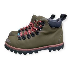 Native Kids Youth Laced Mid Ankle Outdoor Hiking Lightweight Boots Olive Brown